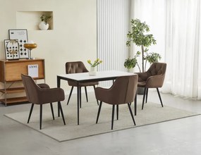 Jedálenská stolička JORK zamatová, hnedá (čierne nohy)