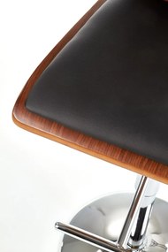 Barová stolička FORA – orech, ekokoža, čierna