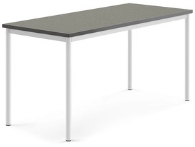 Stôl SONITUS, 1600x700x760 mm, linoleum - tmavošedá, biela