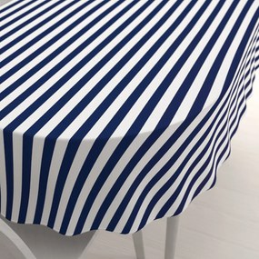 Biante Bavlnený oválny obrus Sandra SA-619 Modro-biele námornícke pruhy 140x220 cm