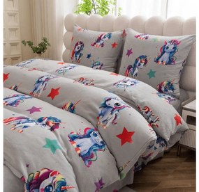 Obliečky mikroplyš CUTE UNICORN sivá Rozmer obliečky: 70 x 80 cm | 140 x 200 cm