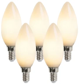 Sada 5 LED sviečkových žiaroviek E14 B35 2W 180lm 2350K