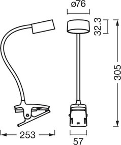 Osram - LED Stmievateľná stolná lampa s klipom OFFICE LINE LED/4,8W/230V biela