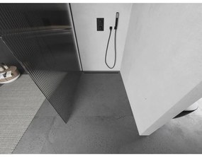 Mexen Kioto, sprchová zástena 80 x 200 cm, 8mm sklo s rebrovým vzorom, čierny profil, 800-080-101-70-09