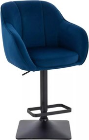 LuxuryForm DESIGN Barová stolička AVOLA VELUR na čiernej hranatej podstave - modrá