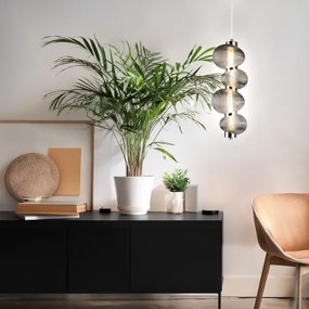 LED závesný luster na lanku BOLLA LED/17W/230V pr. 16 cm lesklý chróm/dymová sivá