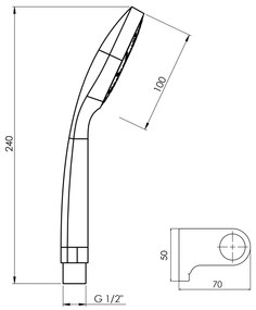 Aqualine Aqualine, BETTY sprchová súprava, vyklopný držiak, chróm, 11453