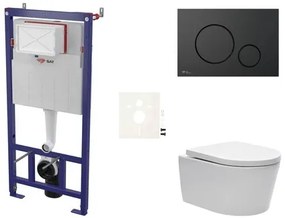 Cenovo zvýhodnený závesný WC set SAT do ľahkých stien / predstenová montáž + WC SAT Brevis SIKOSSBR68K, 1 ks