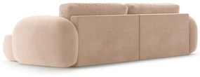 Béžová zamatová rozkladacia/s úložným priestorom rohová pohovka Tonale – Cosmopolitan Design