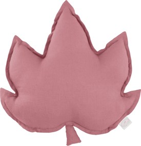 Ľanový vankúš javorový list sýto ružová 43x43 cm