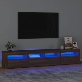 TV skrinka s LED svetlami hnedý dub 210x35x40 cm