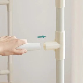 Stojan na oblečenie, 2 závesné tyče, 1 polica, 154x84x44cm, biely