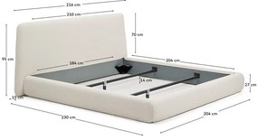 Béžová čalúnená dvojlôžková posteľ 180x200 cm Martina – Kave Home