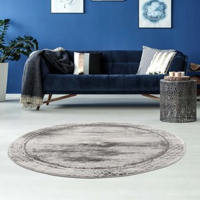 Dekorstudio Moderný okrúhly koberec NOA - vzor 9332 sivý Priemer koberca: 160cm