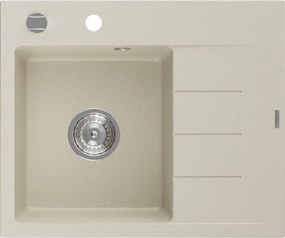 Mexen Ben, 1-komorový granitový drez 600x500x190 mm, ľavý+ chrómový sifón, béžová, 6522605000-69