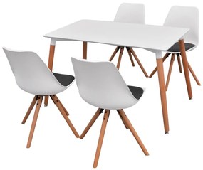 vidaXL 5-dielny set jedálenského stola a stoličiek, biela a čierna