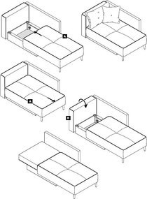 Rozkladacia pohovka Rex, tmavo šedá štruktúrovaná látka