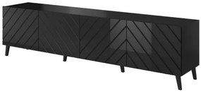 Elegantný TV stolík ABETO 200, čierna - vysoký lesk