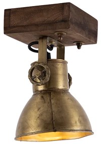 Priemyselné stropné bodové svietidlo bronzové s drevom 18 cm - Mangoes