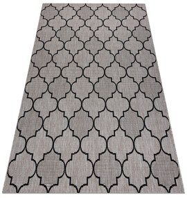Šnúrkový koberec SIZAL FLOORLUX 20607 ,marokánsky trellis,  sivo / čierny