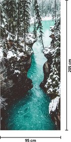 Fototapeta na dvere - Horská rieka v zime (95x205cm)