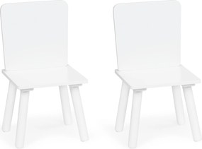 ECOTOYS detský stolík + 2 stoličky, biely skandinávsky set so sieťovým úložiskom