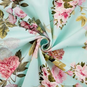 Biante Zamatový štvorcový obrus Tamara TMR-038 Ružová záhrada na svetlo modrom 60x60 cm