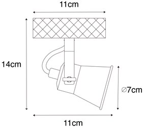 Rustikálny reflektor čierny s dreveným nastaviteľným - Jelle