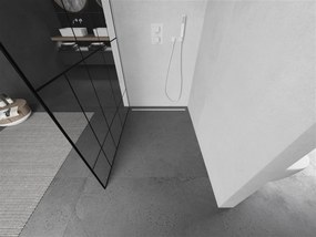 Mexen Kioto, Walk-In sprchová zástena 120 x 200 cm, 8mm sklo číre/čierny vzor, biely profil, 800-120-101-20-78