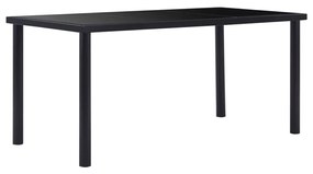 Jedálenský stôl, čierny 160x80x75 cm, tvrdené sklo