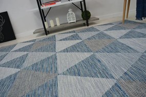 Koberec SIZAL LOFT 21132 Trojuholníky slonia kosť / strieborný / nebeský