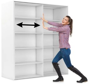 Dvojradová posuvná knižnica DOUBLE, 1800 x 700 x 2000 mm, biela
