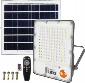 LED stmievateľný solárny reflektor LED/150W/3,2V 5000K 15000 mAh IP65 čierny + diaľkové ovládanie