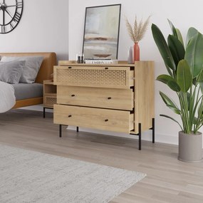 Nízka komoda v dekore duba v prírodnej farbe 90x80 cm Mayra – Marckeric