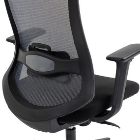 Kancelárska ergonomická stolička BULMA — sieťovina / látka, čierna