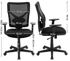 Kancelárska stolička, ergonomická, 100,5-112,5x64cm, čierna