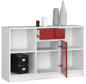Komoda Briar  (biela + červený lesk). Vlastná spoľahlivá doprava až k Vám domov. 1069872