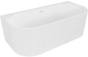 Mexen Sella, voľne stojaca vaňa ku stene, drážkovaná, 170 x 80 cm, biela lesklá, biely prepad, 52711708000-20