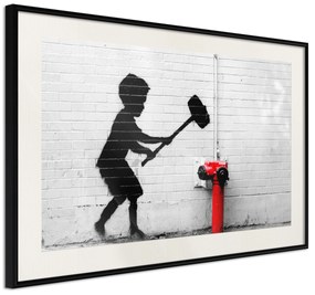 Artgeist Plagát - Destroy Hydrant [Poster] Veľkosť: 30x20, Verzia: Čierny rám s passe-partout