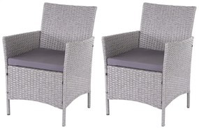 Set 2 záhradných stoličiek Halden, polyratan - sivá, vankúše antracit