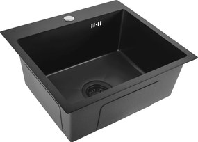 Rea Leo, 1-komorový oceľový drez 500x450x185 mm, čierna matná, ZLE-06005