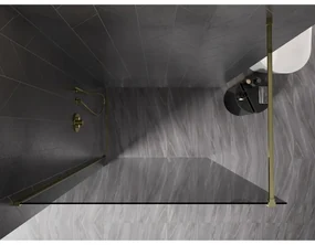 Mexen, Mexen Kioto-X sprchová stena 90 x 200 cm, grafit 10 mm, zlatá - 800-090-101-50-40-X