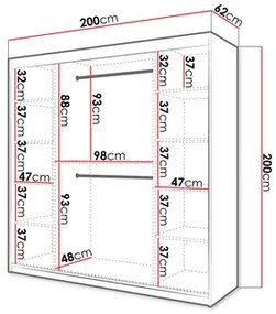 Šatníková skriňa Torro 2200 (biela). Vlastná spoľahlivá doprava až k Vám domov. 1123158