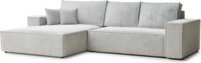 Svetlosivá ženilková rozkladacia/s úložným priestorom rohová pohovka (ľavý roh/s leňoškou) Maze – Maison de Rêve