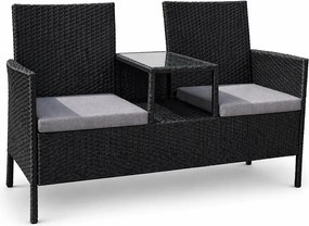 Ratanová záhradná lavica Catini FESTA - Čierna / Sivá