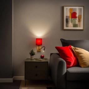 Brilagi-LED Nástenná lampa NUBILA WOOD 1xE27/25W/230V+LED/3W dub/pompej. červená