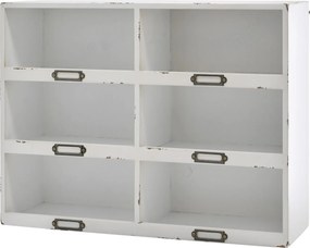 Biela antik nástenná polička Chic Antique so 6 priehradkami – 50*14,5*37 cm