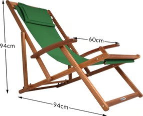 Záhradné lehátko SIENA, 94x60x94cm, zelená Casaria