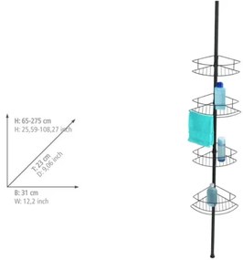 WENKO 24568100-Rohová polica DOLCEDO 31x230 cm nerez/čierna