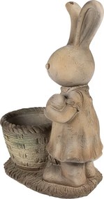 Béžová antik dekorácia králičice s kvetináčikom - 38*22*49 cm